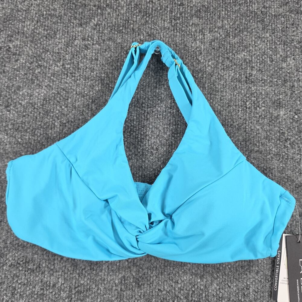 La Blanca Women's Size 8 Turquoise Blue Bikini Top Halter Convertible Straps Swi